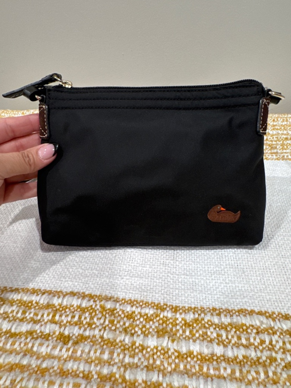 Dooney & Bourke Black Nylon Crossbody‎ with Brown Leather Accent